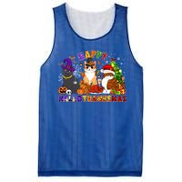 Cat Halloween Christmas Happy Hallothanksmas Thanksgiving Gift Mesh Reversible Basketball Jersey Tank