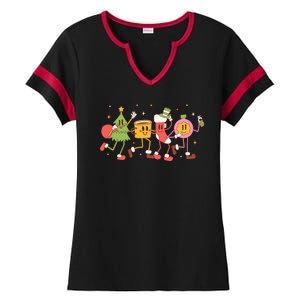 Christmas Holiday Celebration Retro Ladies Halftime Notch Neck Tee