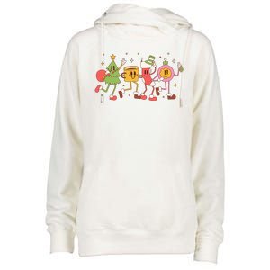 Christmas Holiday Celebration Retro Womens Funnel Neck Pullover Hood