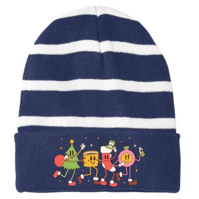 Christmas Holiday Celebration Retro Striped Beanie with Solid Band