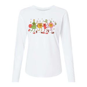 Christmas Holiday Celebration Retro Womens Cotton Relaxed Long Sleeve T-Shirt