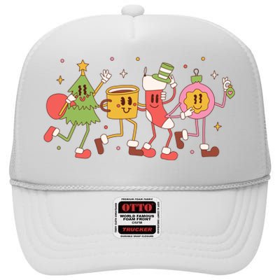 Christmas Holiday Celebration Retro High Crown Mesh Back Trucker Hat