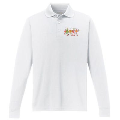 Christmas Holiday Celebration Retro Performance Long Sleeve Polo