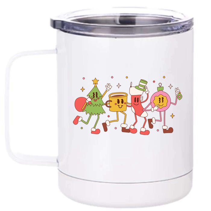 Christmas Holiday Celebration Retro 12 oz Stainless Steel Tumbler Cup