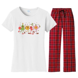 Christmas Holiday Celebration Retro Women's Flannel Pajama Set