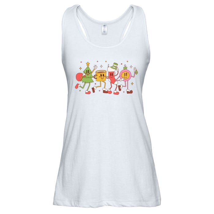 Christmas Holiday Celebration Retro Ladies Essential Flowy Tank