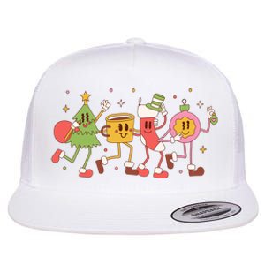 Christmas Holiday Celebration Retro Flat Bill Trucker Hat