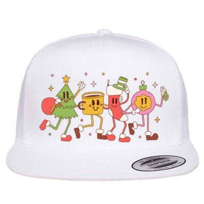 Christmas Holiday Celebration Retro Flat Bill Trucker Hat