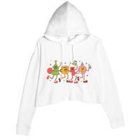 Christmas Holiday Celebration Retro Crop Fleece Hoodie