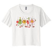 Christmas Holiday Celebration Retro Women's Crop Top Tee