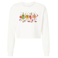 Christmas Holiday Celebration Retro Cropped Pullover Crew