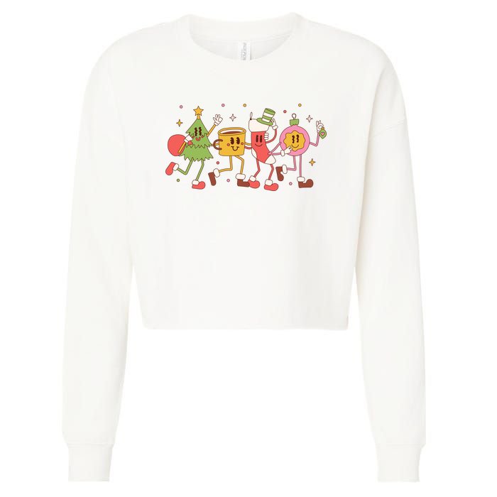 Christmas Holiday Celebration Retro Cropped Pullover Crew