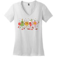 Christmas Holiday Celebration Retro Women's V-Neck T-Shirt