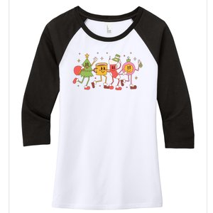 Christmas Holiday Celebration Retro Women's Tri-Blend 3/4-Sleeve Raglan Shirt