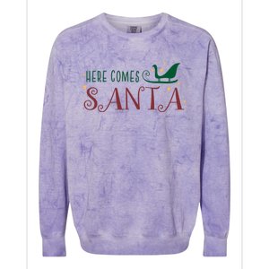 Cute Here Comes Santa Claus Sleigh Christmas Holiday Season Gift Colorblast Crewneck Sweatshirt