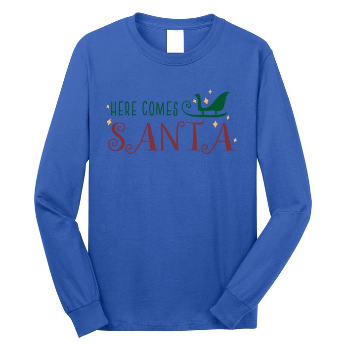 Cute Here Comes Santa Claus Sleigh Christmas Holiday Season Gift Long Sleeve Shirt