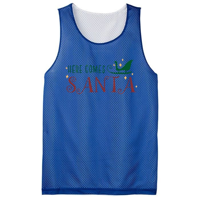 Cute Here Comes Santa Claus Sleigh Christmas Holiday Season Gift Mesh Reversible Basketball Jersey Tank