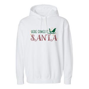 Cute Here Comes Santa Claus Sleigh Christmas Holiday Season Gift Garment-Dyed Fleece Hoodie