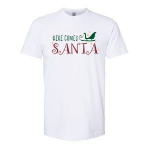 Cute Here Comes Santa Claus Sleigh Christmas Holiday Season Gift Softstyle CVC T-Shirt