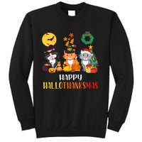 Cat Halloween Christmas Happy Hallothanksmas Thanksgiving Sweatshirt