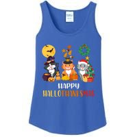 Cat Halloween Christmas Happy Hallothanksmas Thanksgiving Gift Ladies Essential Tank