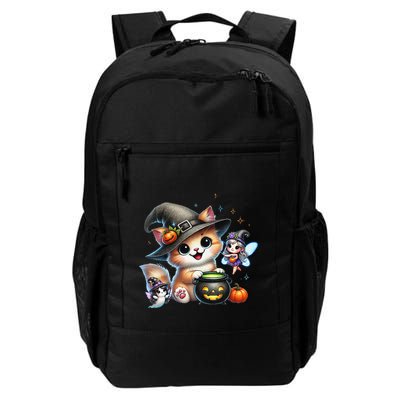 Cute Halloween Cat Fairy And Ghost Playful Witch Design Daily Commute Backpack