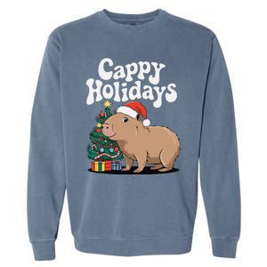 Cappy Holidays Capybara Christmas Garment-Dyed Sweatshirt