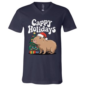 Cappy Holidays Capybara Christmas V-Neck T-Shirt