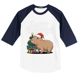 Cappy Holidays Capybara Christmas Baseball Sleeve Shirt