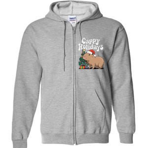 Cappy Holidays Capybara Christmas Full Zip Hoodie