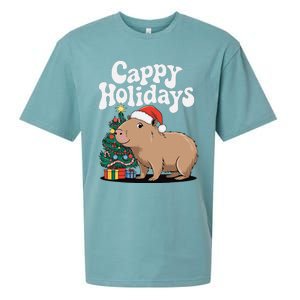 Cappy Holidays Capybara Christmas Sueded Cloud Jersey T-Shirt