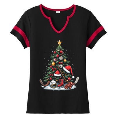 Christmas Hockey Cool Gift Ladies Halftime Notch Neck Tee