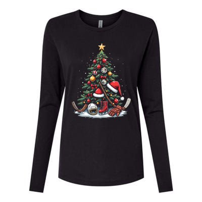 Christmas Hockey Cool Gift Womens Cotton Relaxed Long Sleeve T-Shirt