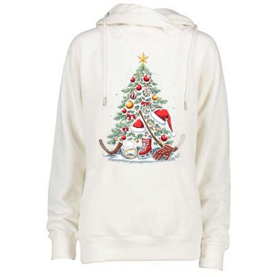 Christmas Hockey Cool Gift Womens Funnel Neck Pullover Hood