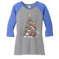 Christmas Hockey Cool Gift Women's Tri-Blend 3/4-Sleeve Raglan Shirt