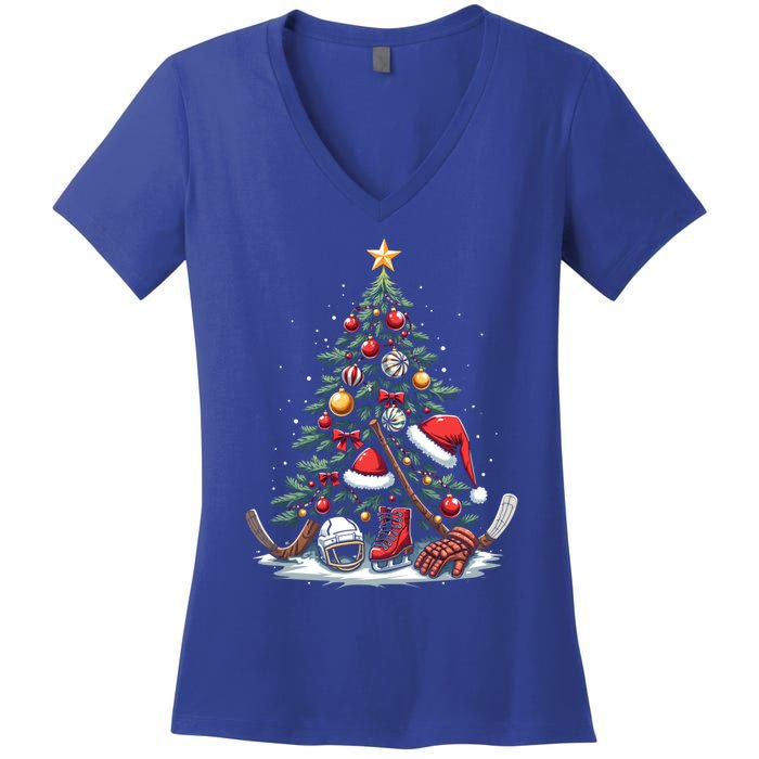 Christmas Hockey Cool Gift Women's V-Neck T-Shirt