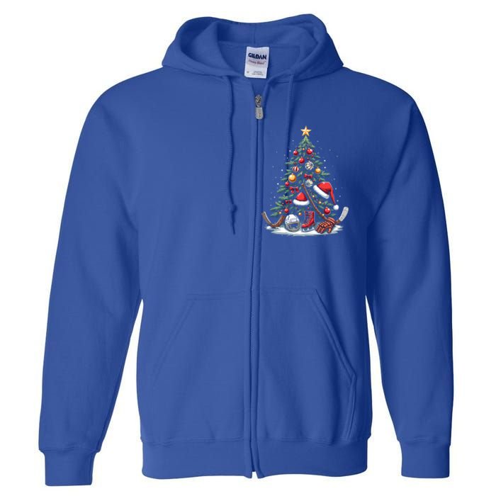 Christmas Hockey Cool Gift Full Zip Hoodie