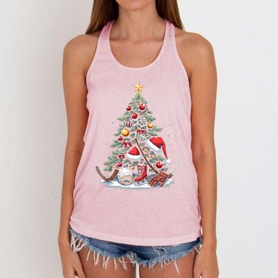 Christmas Hockey Cool Gift Women's Knotted Racerback Tank