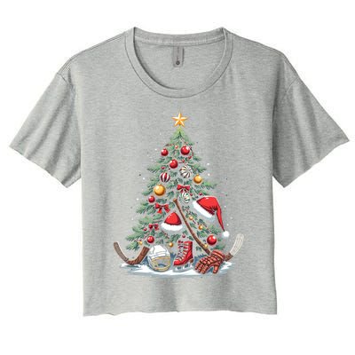 Christmas Hockey Cool Gift Women's Crop Top Tee