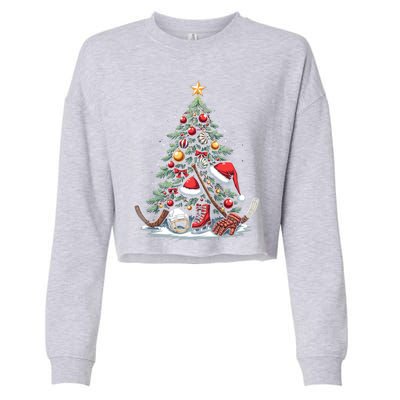 Christmas Hockey Cool Gift Cropped Pullover Crew