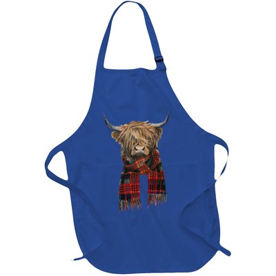 Cute Highland Cow Wearing Buffalo Plaid Scarf Farming Farmer  Apron