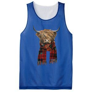 Cute Highland Cow Wearing Buffalo Plaid Scarf Farming Farmer  Mesh Reversible Basketball Jersey Tank