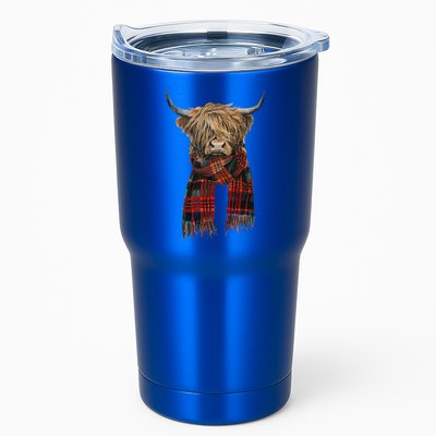 Cute Highland Cow Wearing Buffalo Plaid Scarf Farming Farmer  Tumbler