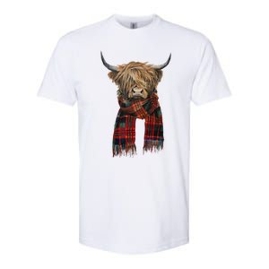 Cute Highland Cow Wearing Buffalo Plaid Scarf Farming Farmer  Softstyle CVC T-Shirt