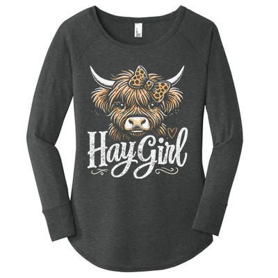 Cute Highland Cow Hay Women's Perfect Tri Tunic Long Sleeve Shirt