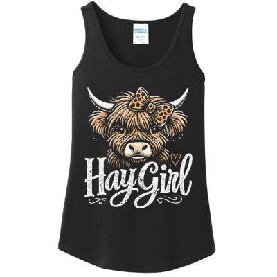 Cute Highland Cow Hay Ladies Essential Tank