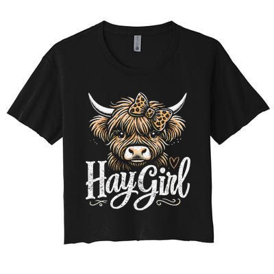 Cute Highland Cow Hay Women's Crop Top Tee