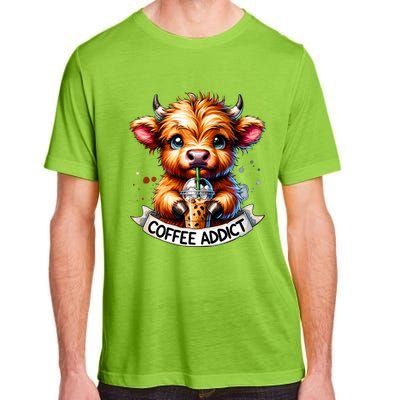 Cute Highland Cow Coffee Addict Gift Adult ChromaSoft Performance T-Shirt