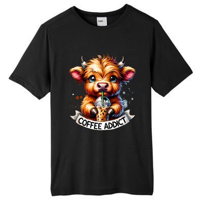 Cute Highland Cow Coffee Addict Gift Tall Fusion ChromaSoft Performance T-Shirt