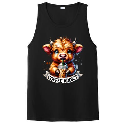 Cute Highland Cow Coffee Addict Gift PosiCharge Competitor Tank